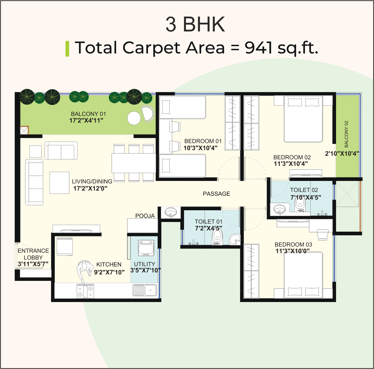 3 BHK Plan